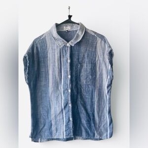 Dash Casual Blue and White Striped Button-Down Shirt